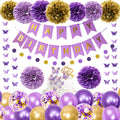 Ouddy Party Purple Birthday Decorations Kit – Butterfly Garland, Banner, Balloons