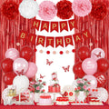 Ouddy Party Red Birthday Decorations – Confetti Balloons, Fringe Curtain, Banners & More