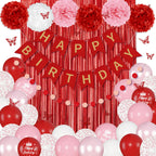 Ouddy Party Red Birthday Decorations – Confetti Balloons, Fringe Curtain, Banners & More