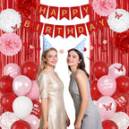Ouddy Party Red Birthday Decorations – Confetti Balloons, Fringe Curtain, Banners & More