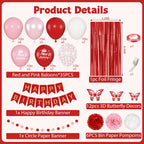 Ouddy Party Red Birthday Decorations – Confetti Balloons, Fringe Curtain, Banners & More