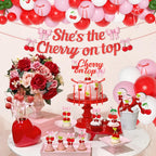 Ouddy Party Cherry Party Decorations – She's The Cherry On Top Banner, Balloons & Toppers