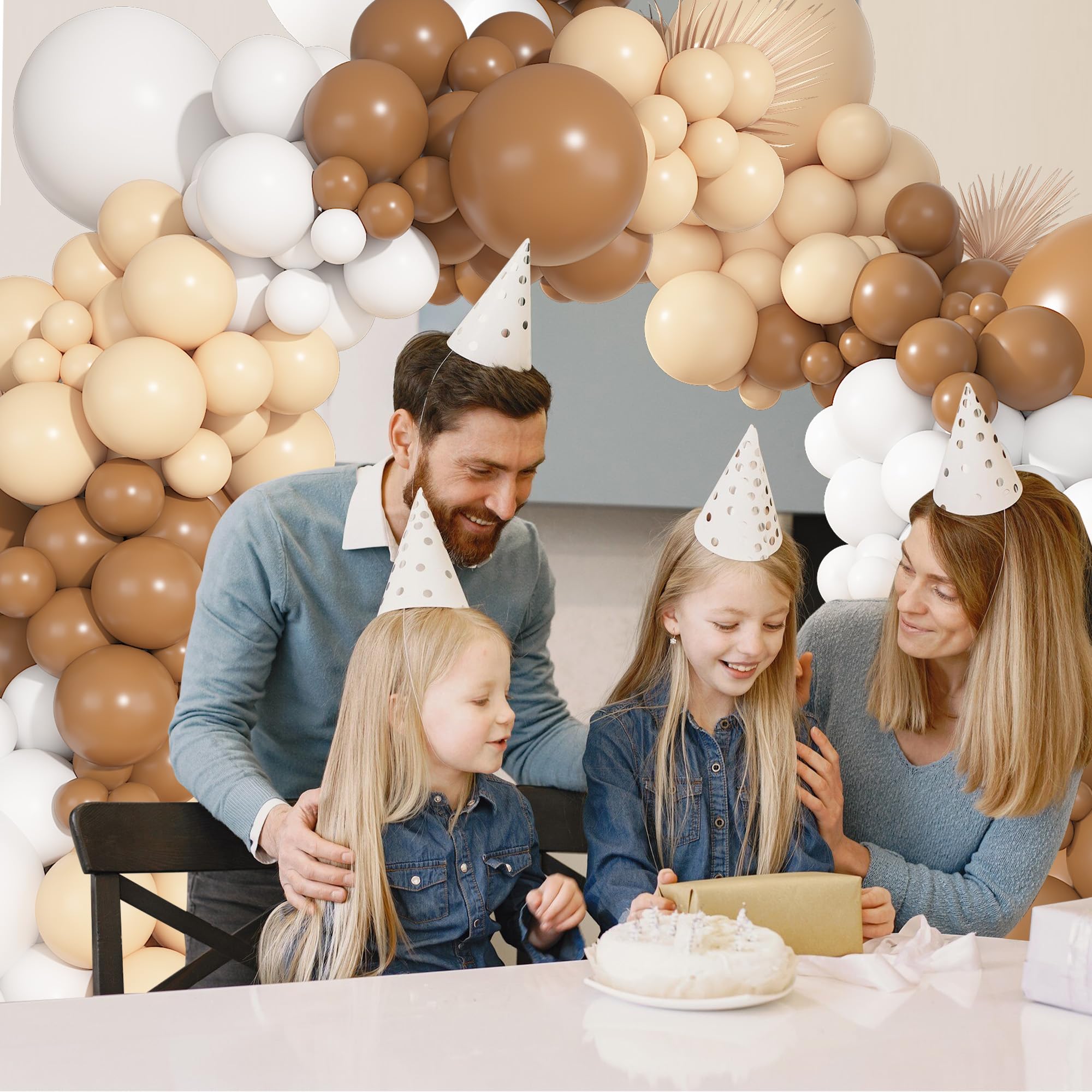 Ouddy Party 149Pcs Boho Brown Balloon Arch Kit – Neutral Balloons for Weddings, Birthdays, and Bear-Themed Parties