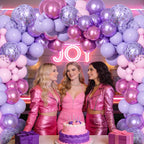Ouddy Party 72pcs Pink & Purple Balloon Set – Confetti & Metallic Balloons for Party Decor