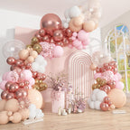 Ouddy Party 149Pcs Rose Gold Balloon Arch Garland Kit – 18in/12in/10in & 5in Balloons for Weddings & Parties