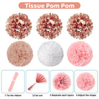 Ouddy Party Rose Gold Baby Shower Decorations – Banner, Balloons & Fringes