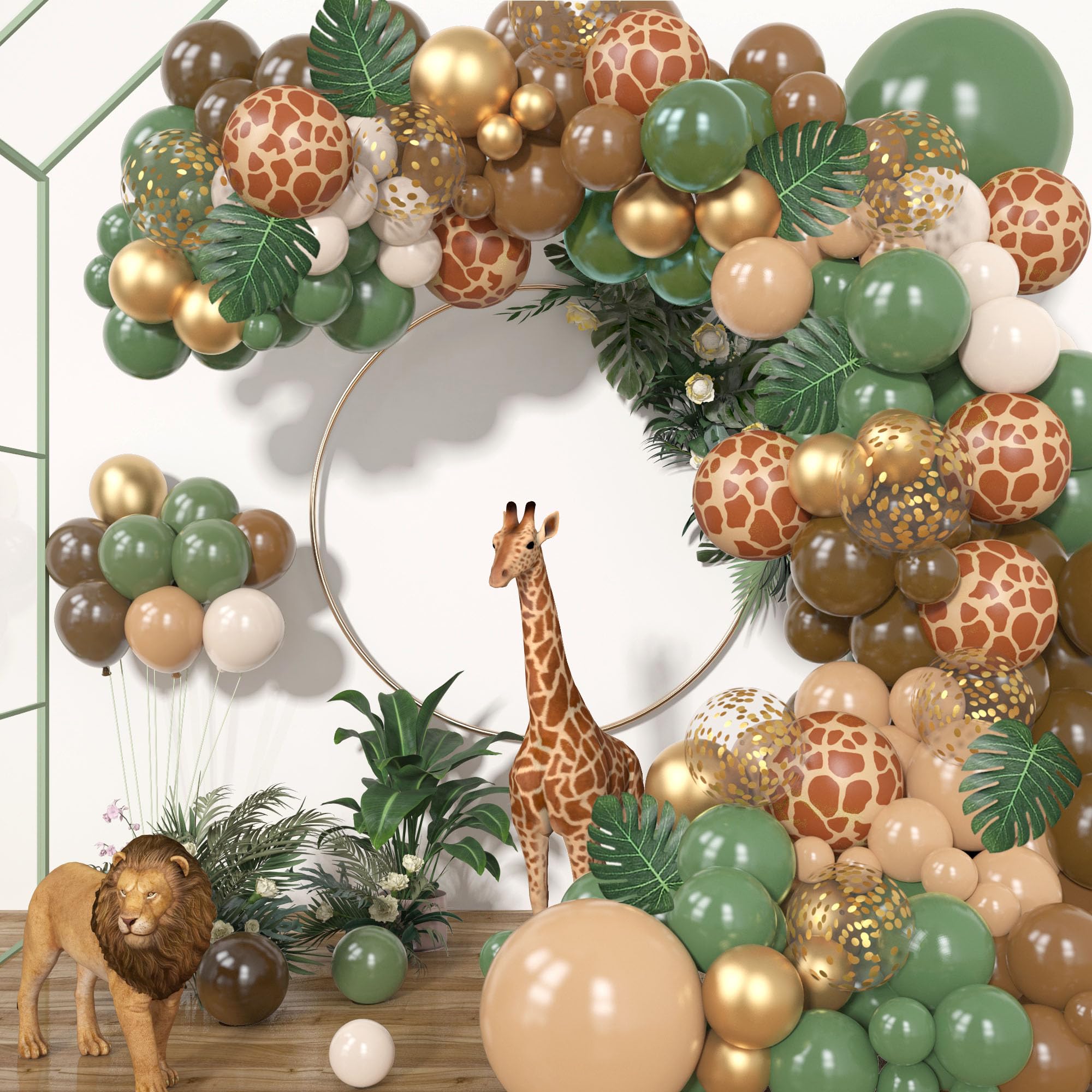 Ouddy Party 170Pcs Jungle Safari Balloons Garland Kit – Safari Party Decor