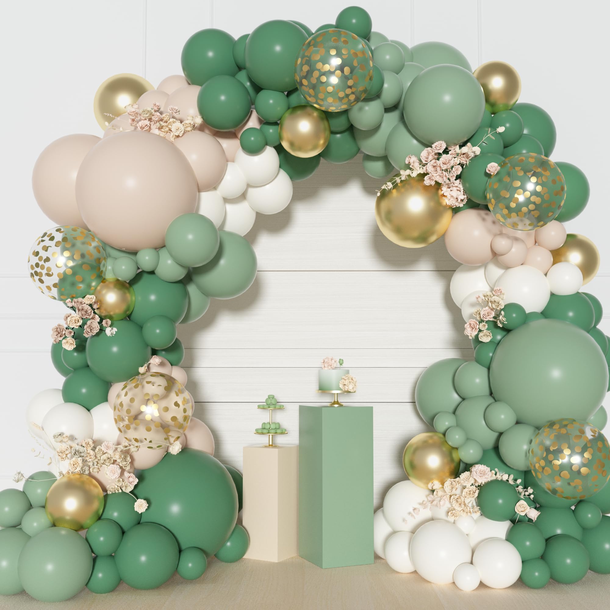 Ouddy Party Sage Green Balloon Arch Kit – 18in/12in/10in Latex Balloons