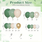 Ouddy Party Sage Green Balloon Arch Kit – 18in/12in/10in Latex Balloons