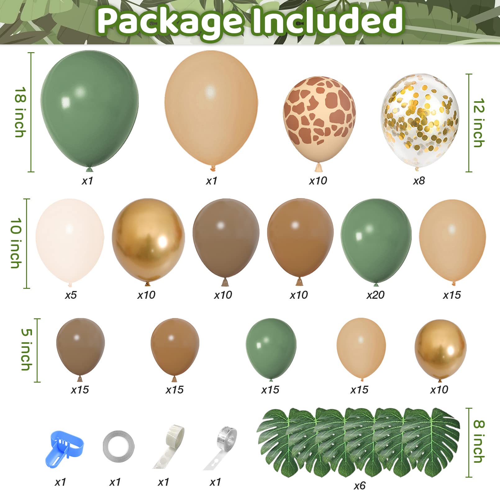 Ouddy Party 170Pcs Jungle Safari Balloons Garland Kit – Safari Party Decor