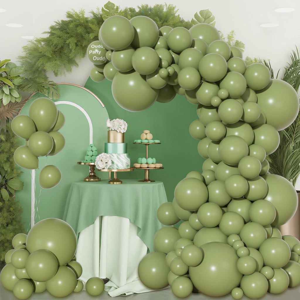 Ouddy Party Sage Green Balloon Arch Kit – 129Pcs Olive Green Balloons