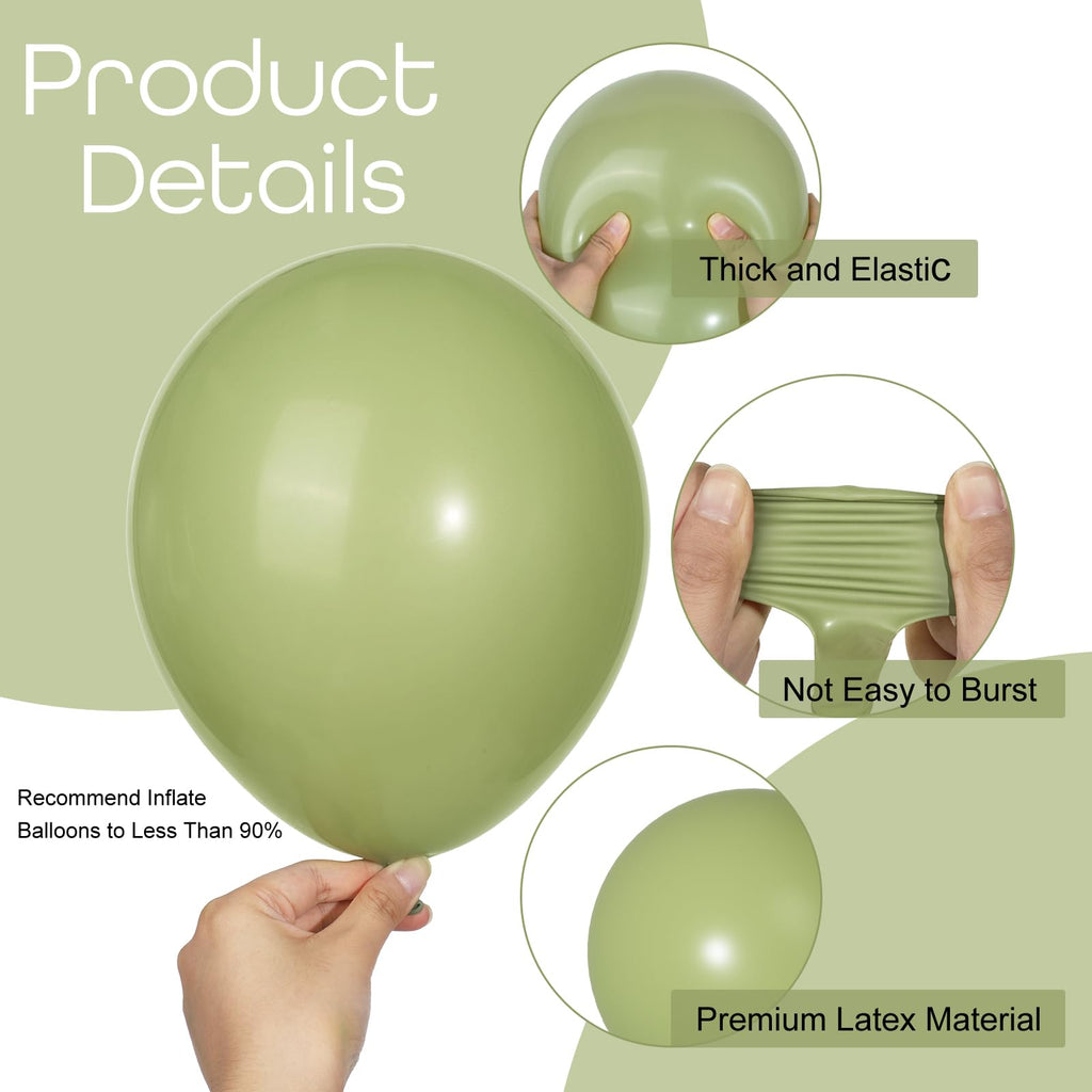 Ouddy Party Sage Green Balloon Arch Kit – 129Pcs Olive Green Balloons