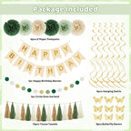 Ouddy Party Sage Green Birthday Decorations for Women & Girls | Balloons, Banner & Fringe