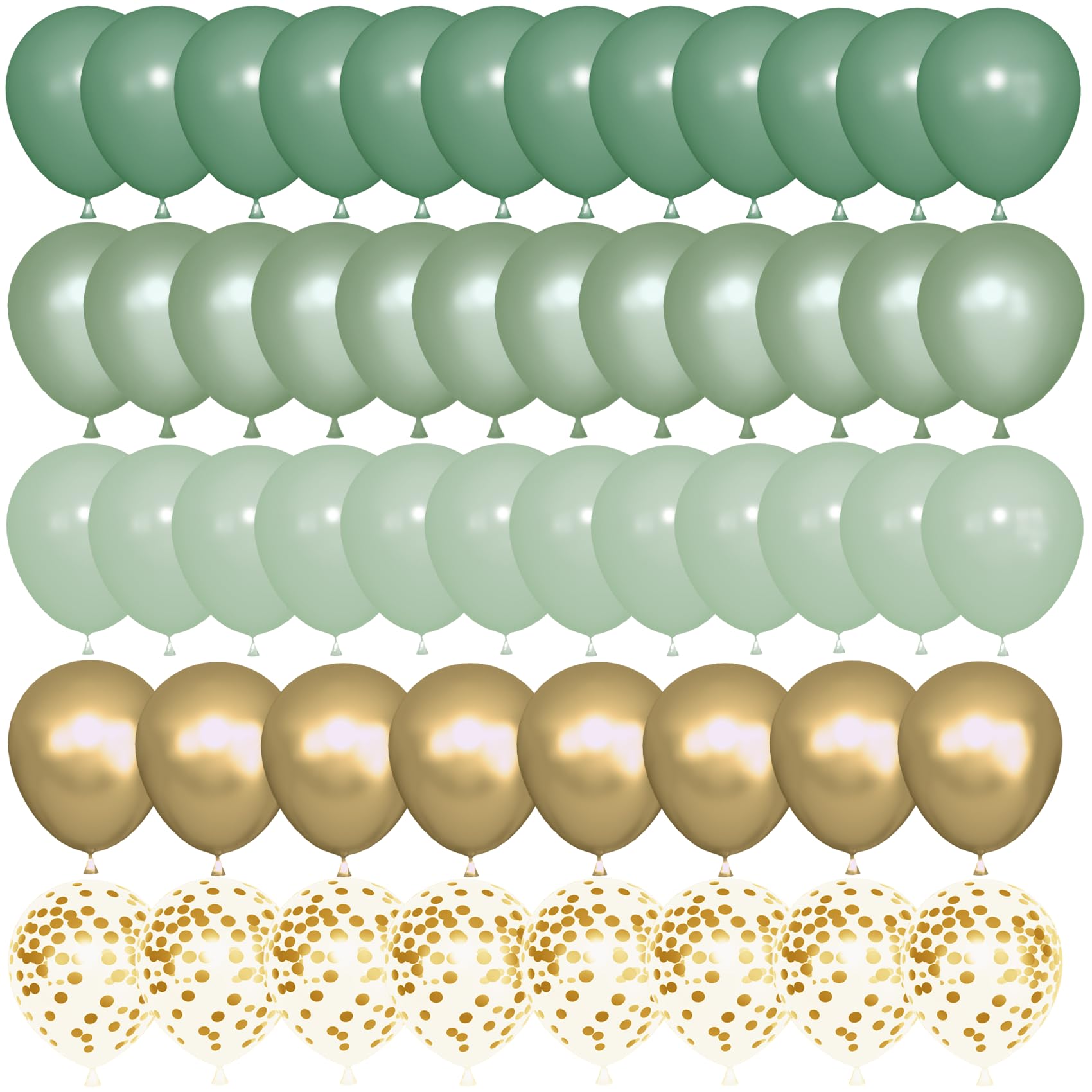 Ouddy Party 72Pcs Sage Green Balloons Set – Pearl Green, Metallic Gold & Confetti for Baby Showers, Weddings, Parties