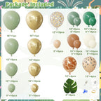 Ouddy Party 170Pcs Jungle Safari Balloons Arch Garland Kit – Sage Green & Brown Animal Print, Palm Leaves for Baby Shower & Jungle Theme