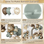 Ouddy Party Dusty Green Nude Balloons Arch Kit – Neutral Baby Shower & Birthday Decor