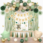 Ouddy Party Sage Green Birthday Decorations for Women & Girls | Balloons, Banner & Fringe