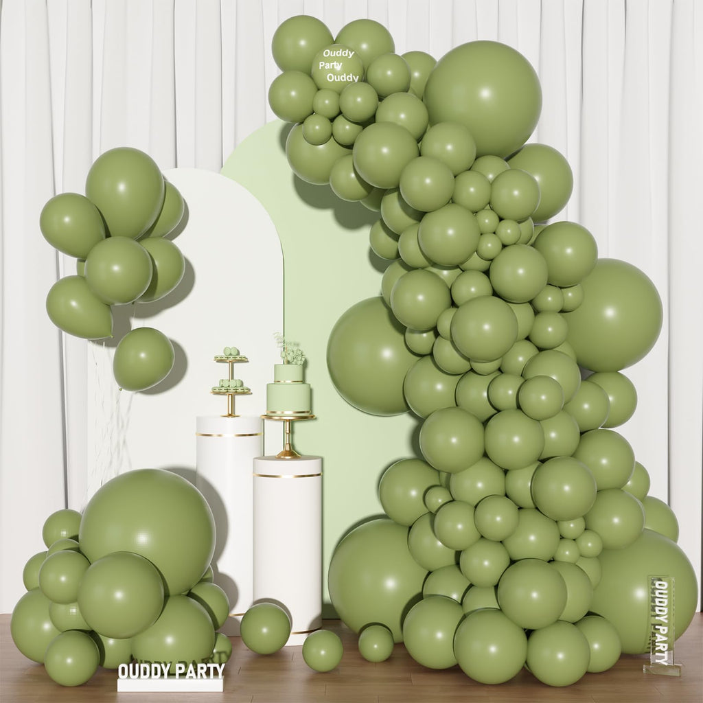 Ouddy Party Sage Green Balloon Arch Kit – 129Pcs Olive Green Balloons