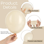 Ouddy Party 129Pcs Sand White Balloon Arch Kit – Cream Beige Matte Latex Balloons