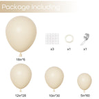 Ouddy Party 129Pcs Sand White Balloon Arch Kit – Cream Beige Matte Latex Balloons