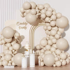 Ouddy Party 129Pcs Sand White Balloon Arch Kit – Cream Beige Matte Latex Balloons