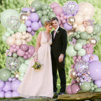 Ouddy Party Dusty Green Lavender Pink Balloons Garland Arch Kit – Pastel Latex Confetti