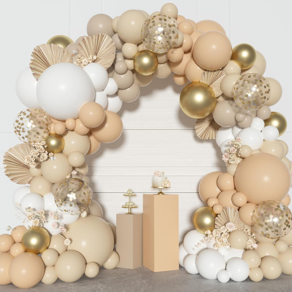 Ouddy Party White Sand Gold Balloon Arch Garland Kit | Neutral Latex Balloons for Baby Shower & Wedding