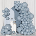 Ouddy Party 129Pcs Dusty Blue Balloon Arch Kit – 18in, 12in, 10in, and 5in Latex Balloons for Weddings & Parties