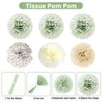 Ouddy Party Sage Green Baby Shower Decorations – Green Balloons, Welcome Baby Banner & Fringe Curtains