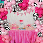 Ouddy Party 170Pcs Cowgirl Balloons Arch Kit – Hot Pink & Silver Cow Print, Western Party Decor