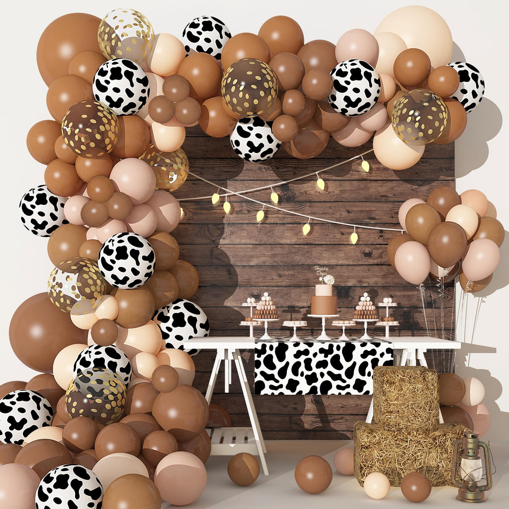 Ouddy Party 170Pcs CowBoy Balloons Garland Arch Kit | Western Cowboy & Cow Print Party Decor