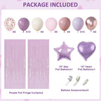 Ouddy Party Dusty Purple Birthday Decorations – Lavender Pink Confetti & Rose Gold Balloons