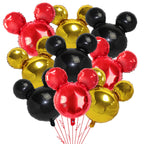 OULUN 9Pack Mouse Party Foil Balloons – 27” Black Red Yellow Mickey Theme Decor