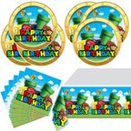 OULUN Super Bros Party Tableware Set – 20 Plates, 20 Napkins, 71x42 Tablecloth