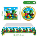 OULUN Super Bros Party Tableware Set – 20 Plates, 20 Napkins, 71x42 Tablecloth