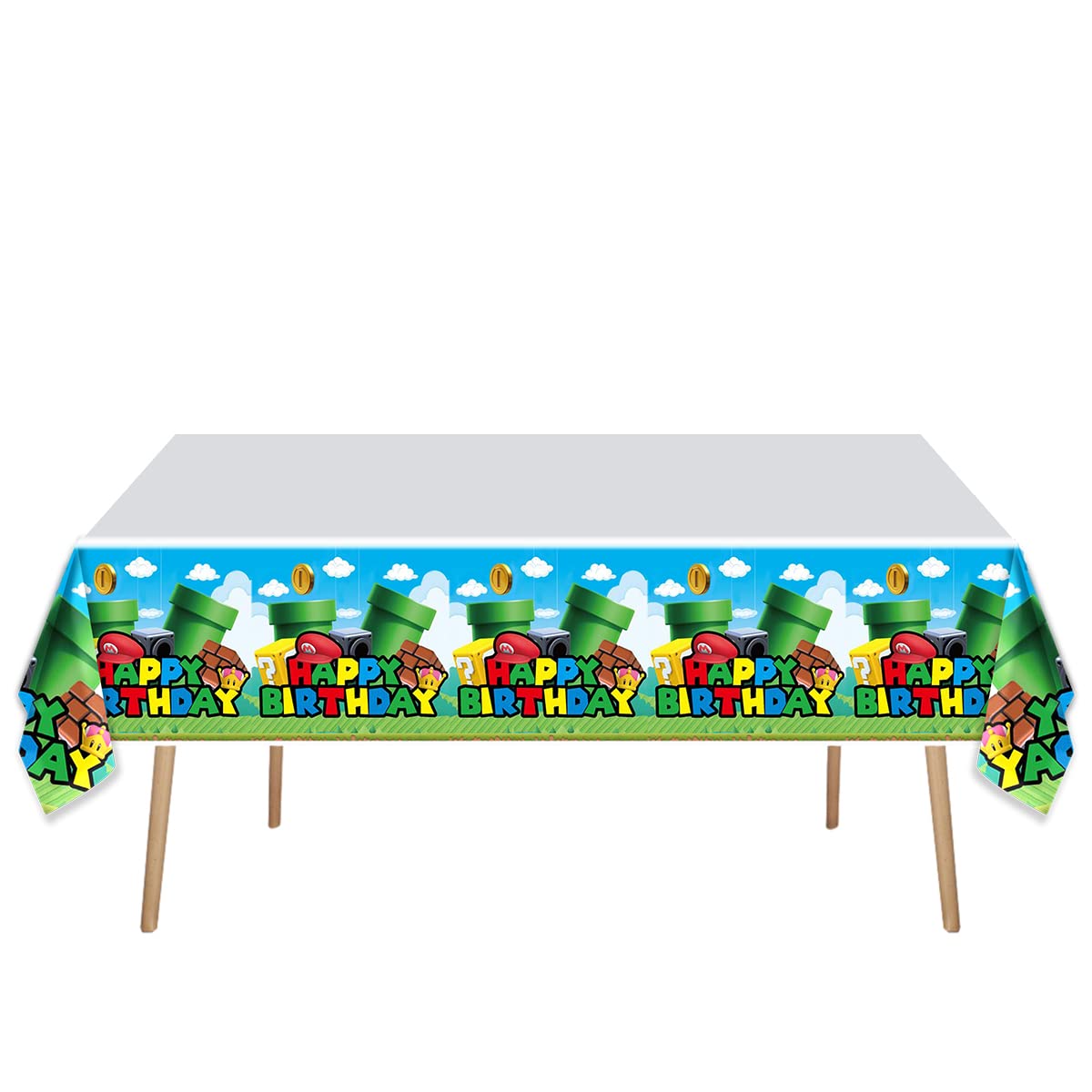 OULUN Super Bros Party Tableware Set – 20 Plates, 20 Napkins, 71x42 Tablecloth