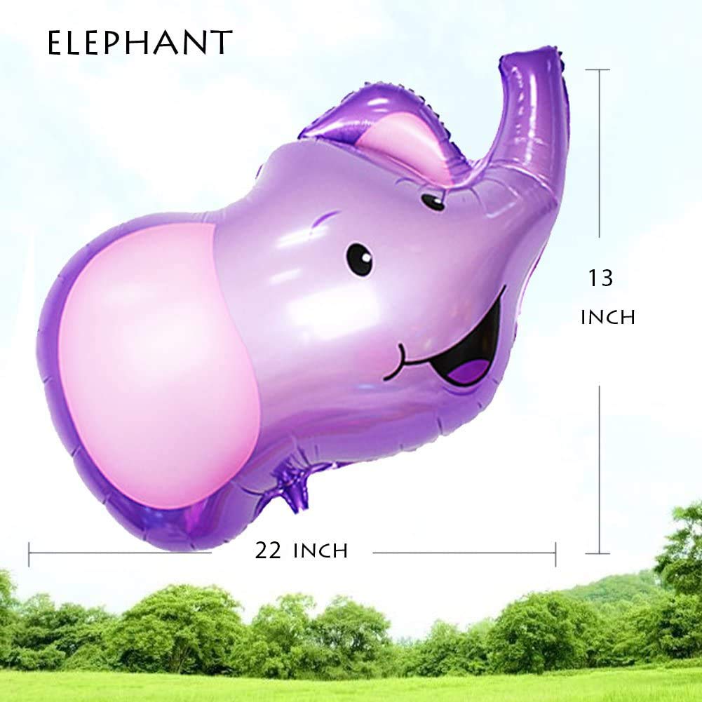OuMuaMua Jungle Safari 6-Pack Giant Animal Balloons – Lion, Tiger, Monkey, Elephant, Zebra & Giraffe
