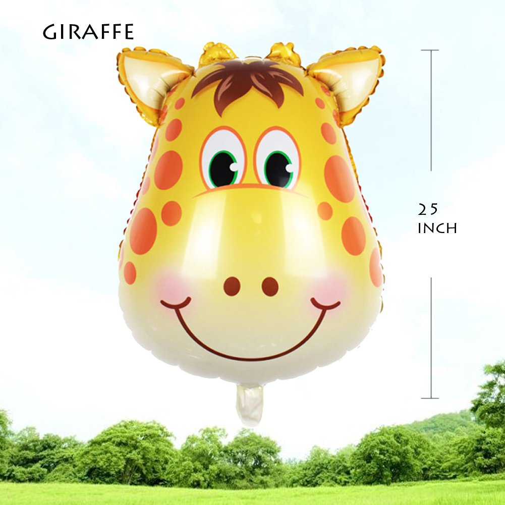 OuMuaMua Jungle Safari 6-Pack Giant Animal Balloons – Lion, Tiger, Monkey, Elephant, Zebra & Giraffe