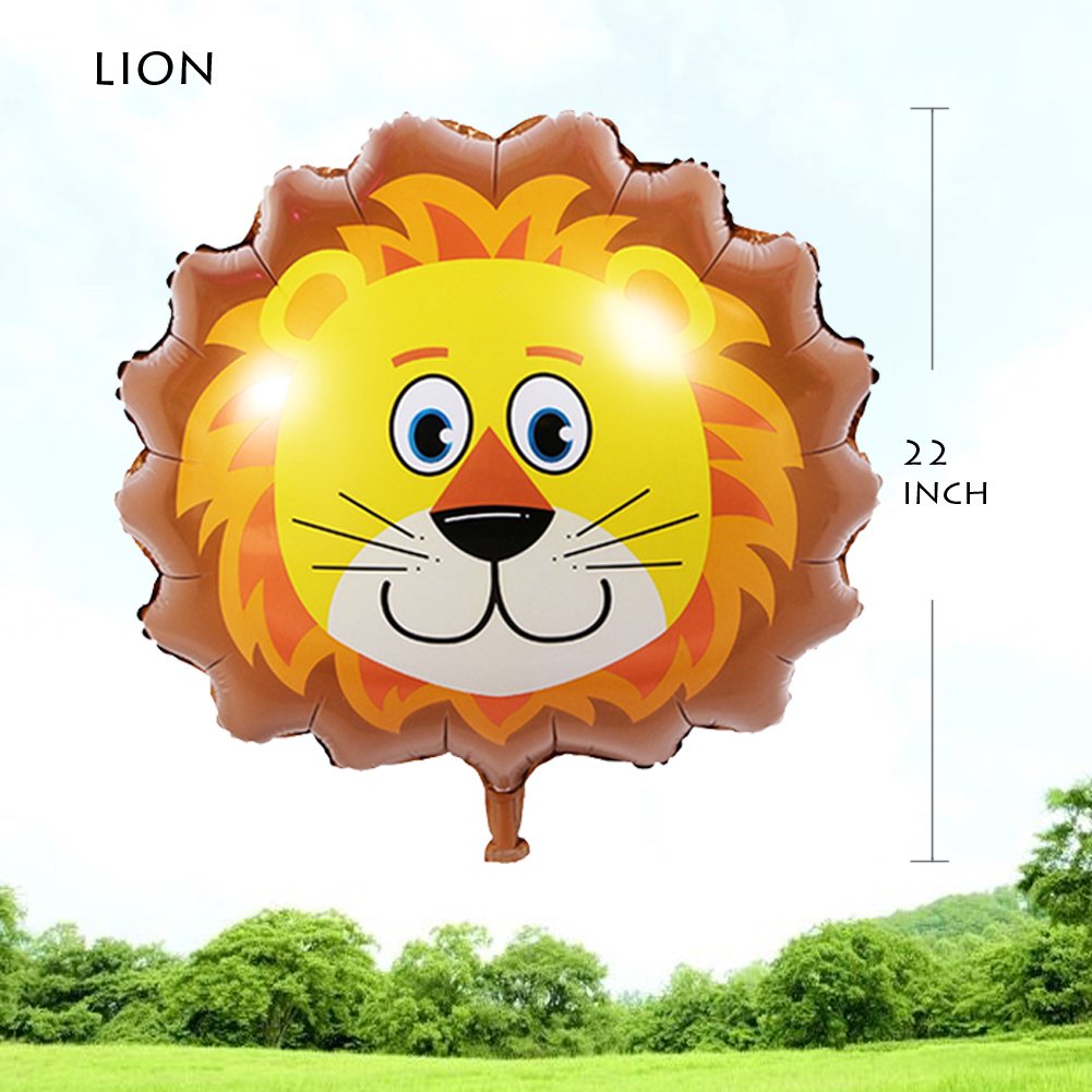 OuMuaMua Jungle Safari 6-Pack Giant Animal Balloons – Lion, Tiger, Monkey, Elephant, Zebra & Giraffe