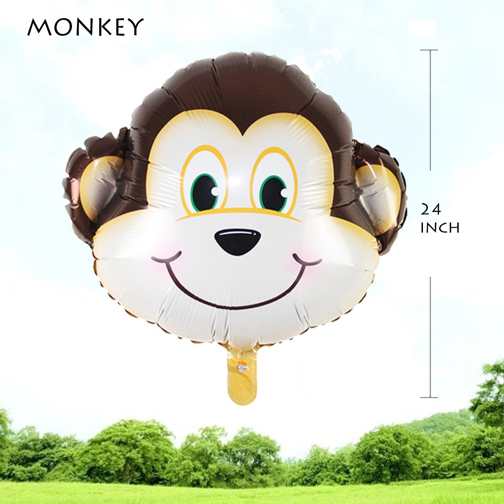 OuMuaMua Jungle Safari 6-Pack Giant Animal Balloons – Lion, Tiger, Monkey, Elephant, Zebra & Giraffe