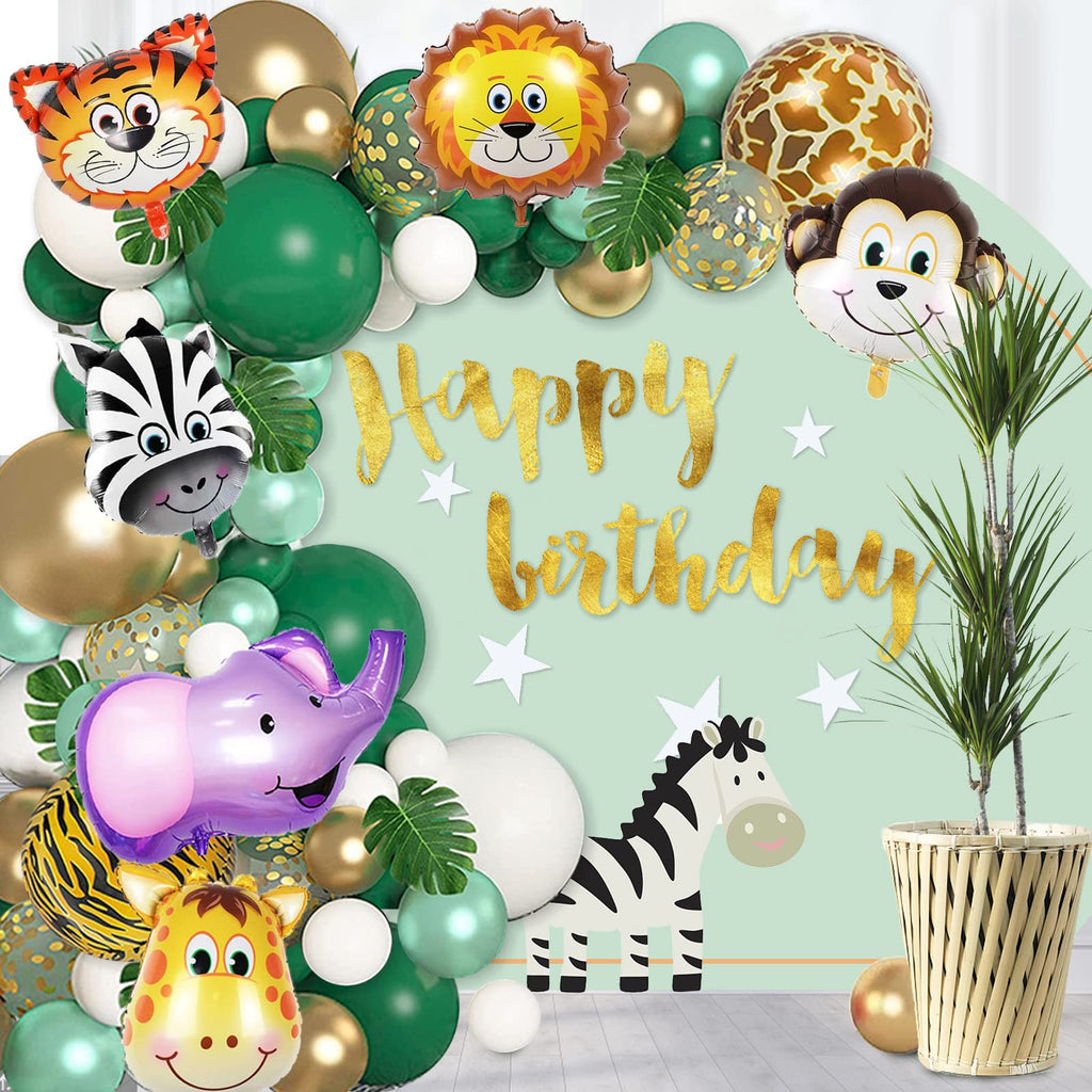 OuMuaMua Jungle Safari 6-Pack Giant Animal Balloons – Lion, Tiger, Monkey, Elephant, Zebra & Giraffe