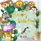OuMuaMua Jungle Safari 6-Pack Giant Animal Balloons – Lion, Tiger, Monkey, Elephant, Zebra & Giraffe