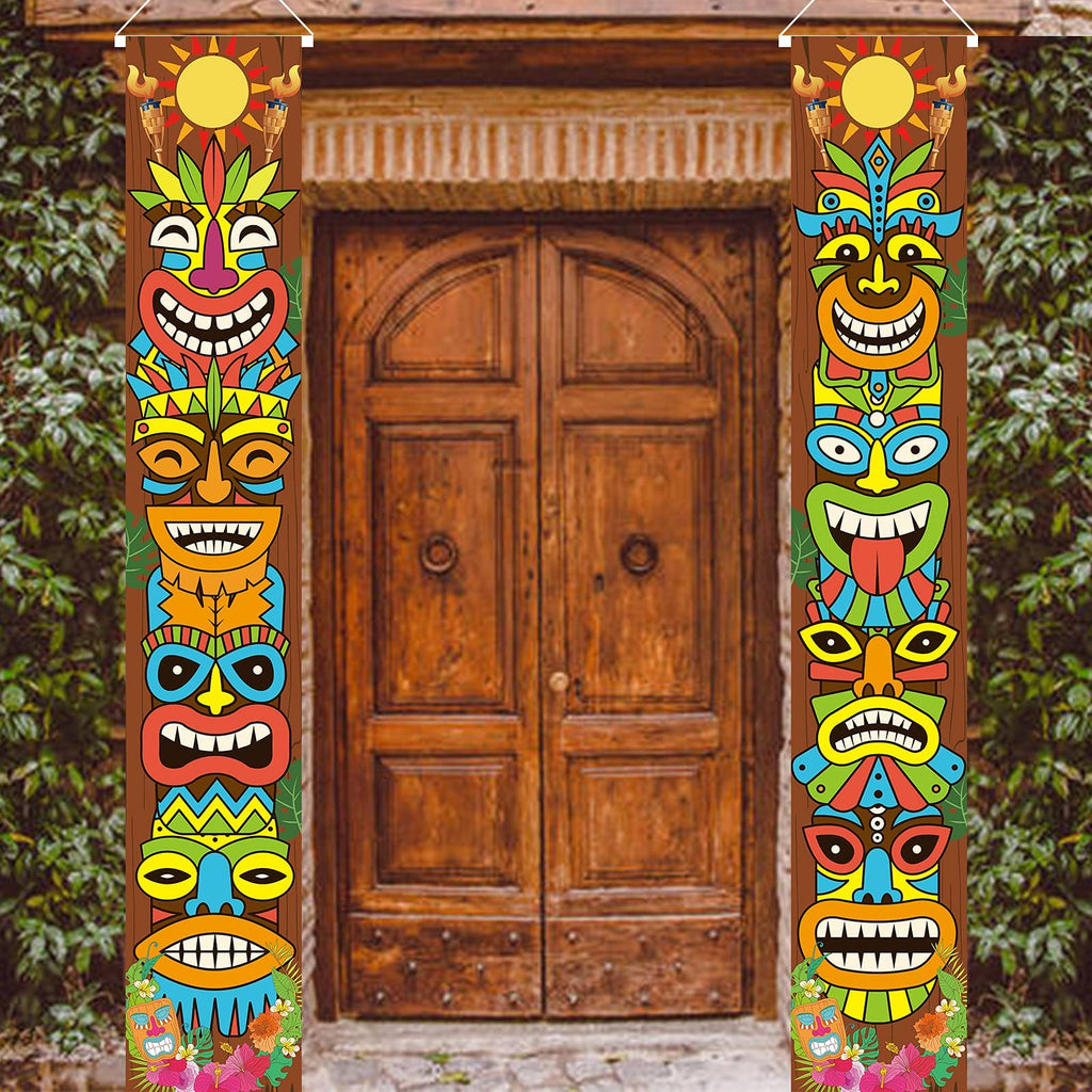 OuMuaMua Hawaiian Luau Tiki Totem Door Banner – Aloha Party Decorations for Outdoor & Indoor