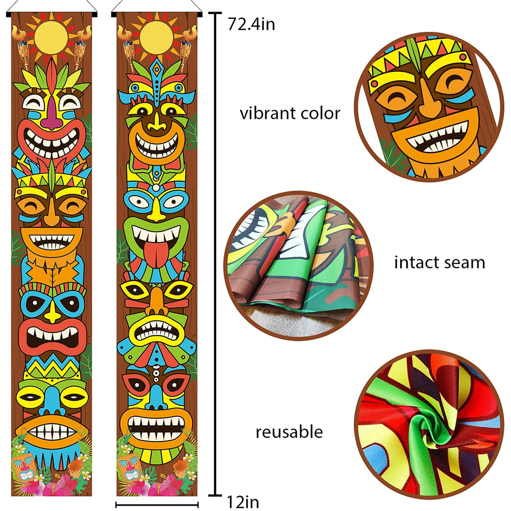 OuMuaMua Hawaiian Luau Tiki Totem Door Banner – Aloha Party Decorations for Outdoor & Indoor