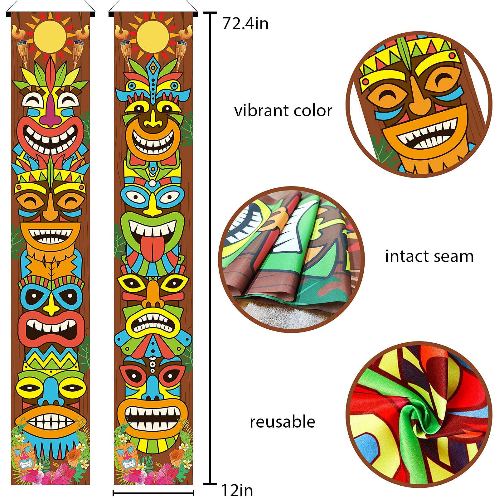 OuMuaMua Hawaiian Luau Tiki Totem Door Banner – Aloha Party Decorations for Outdoor & Indoor