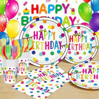 OUNIY Birthday Plates & Napkins Set – 175 Pcs for Kids' Party (Serves 25)