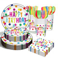 OUNIY Birthday Plates & Napkins Set – 175 Pcs for Kids' Party (Serves 25)
