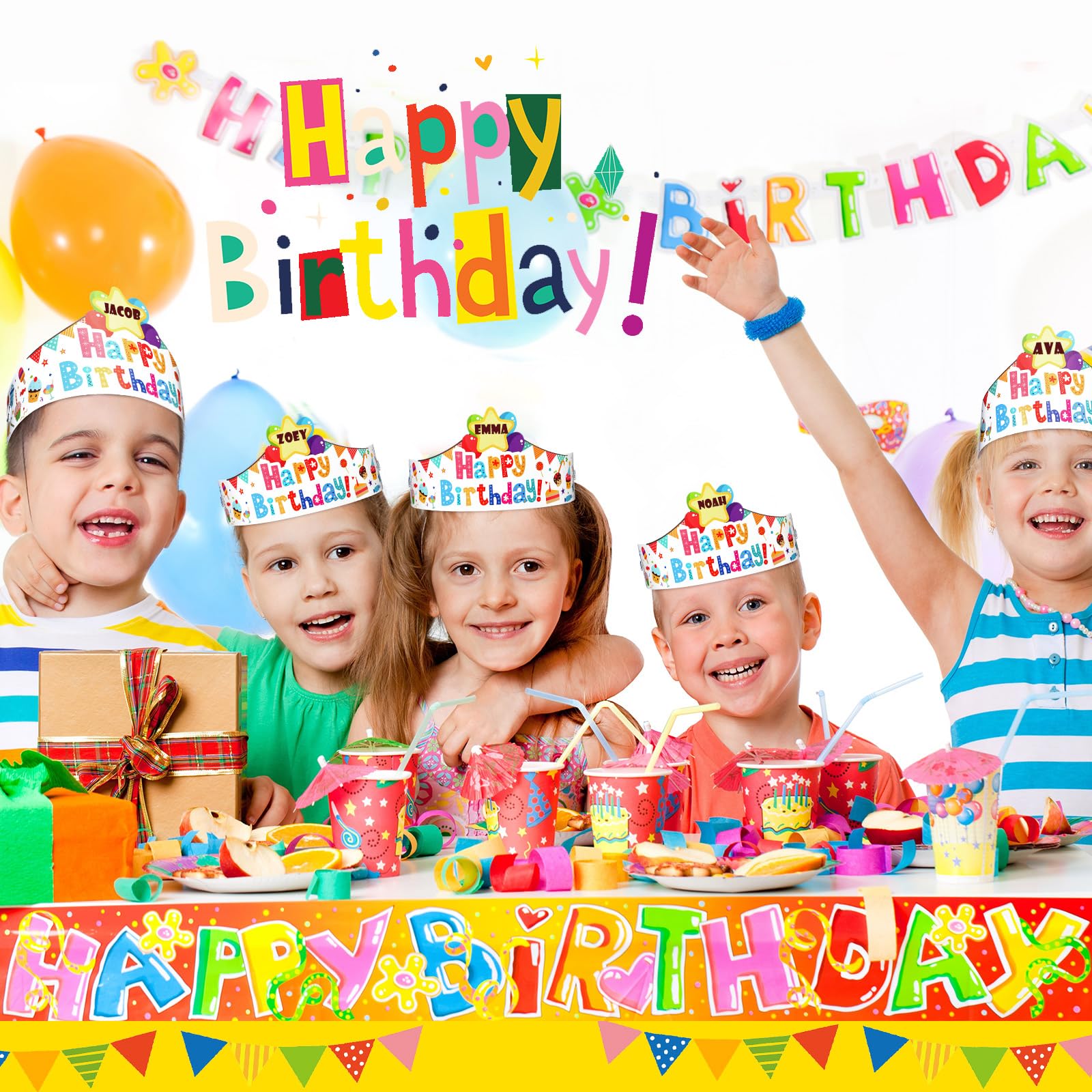 Outus 42 Pack Happy Birthday Crowns for Kids – Adjustable Elastic Bands, Classroom Party Hats