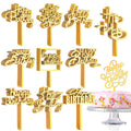 Outus 150 Pcs Gold Happy Birthday Cake Toppers - Double-Sided Acrylic Decorations for Cakes & Cupcakes