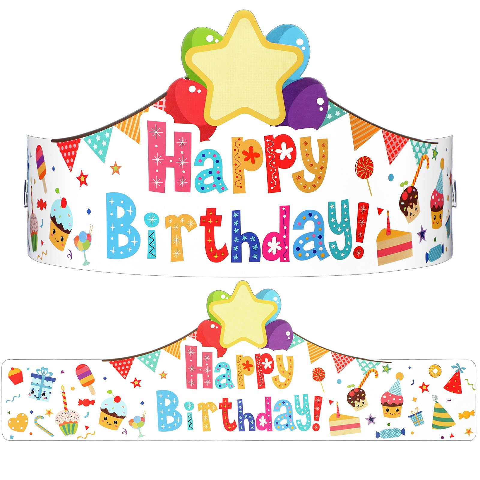 Outus 42 Pack Happy Birthday Crowns for Kids – Adjustable Elastic Bands, Classroom Party Hats